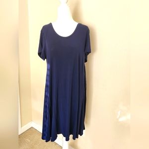 Navy blue casual summer flowy midi dress